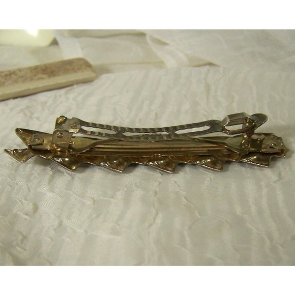 Nefertiti Hair Clip Barrette Silver Tone Signed Philips - Picture 4 of 4